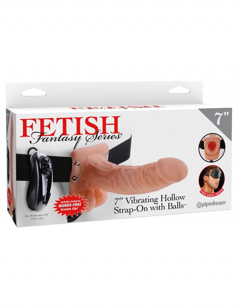 FETISH FANTASY SERIES 7" VIBRATING HOLLOW STRAP-ON WITH BALLS