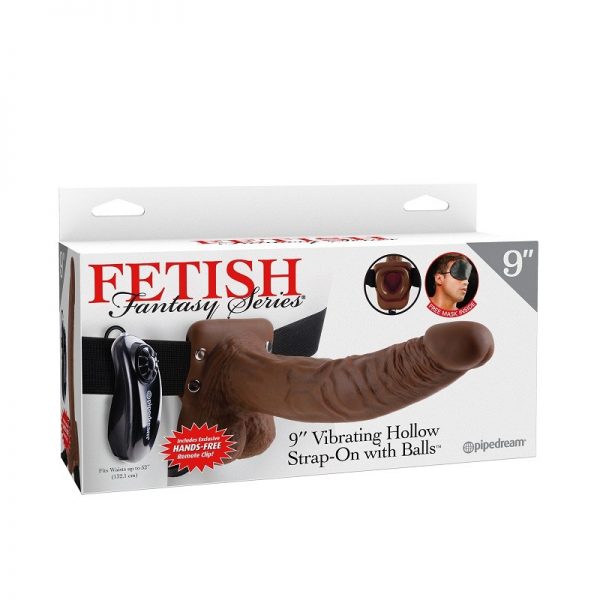 FETISH FANTASY SERIES 9" VIBRATING HOLLOW STRAP-ON WITH BALLS
