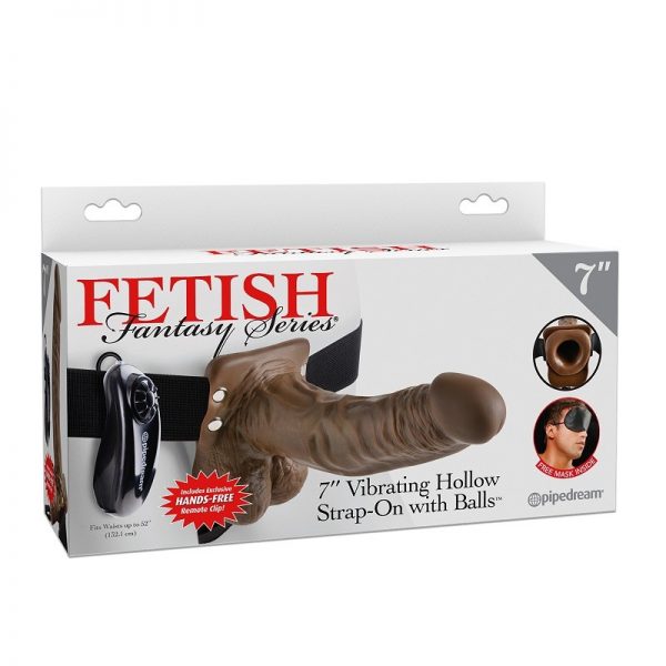 FETISH FANTASY SERIES 7" VIBRATING HOLLOW STRAP-ON WITH BALLS