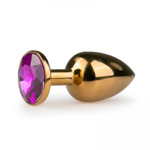 PLUG ANAL METÁLICO PEQUENO DOURADO E ROXO
