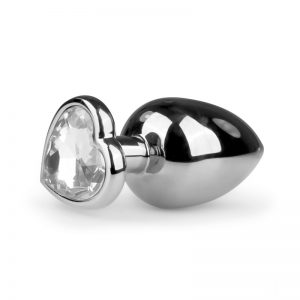 PLUG ANAL METÁLICO GRANDE PRATEADO E TRANSPARENTE