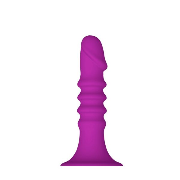 DREAM TOYS RIBBED PLUG WITH SUCTION CUP PURPLE