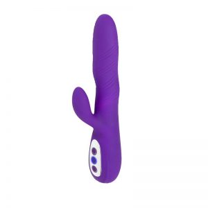 VIBRADOR COM ESTIMULADOR CLITORIANO RECARREGÁVEL LIBID TOYS HELIN ROXO