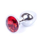 Plug metálico prateado e vermelho