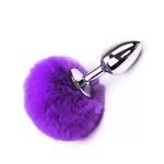 Plug anal metálico com pom pom roxo