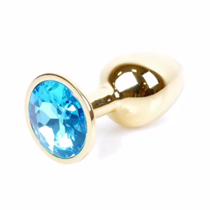 Plug dourado com brilhante azul claro