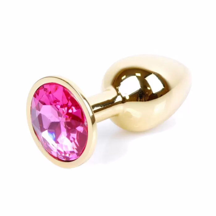 Plug-dourado-com-brilhante-rosa Plug dourado com brilhante rosa