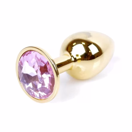 Plug dourado com brilhante rosa claro