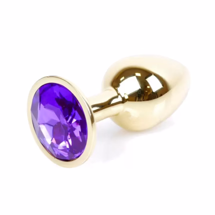 Plug dourado com brilhante roxo
