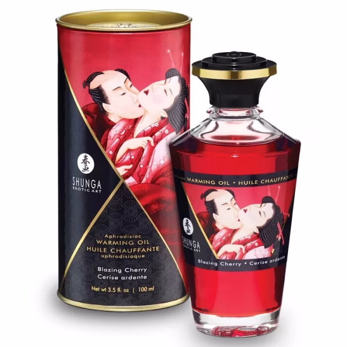 p_1_8_4_5_5_18455-SHUNGA-WARMING-OIL-BLAZING-CHERRY-100ML Óleo de Massagem Comestível Cereja