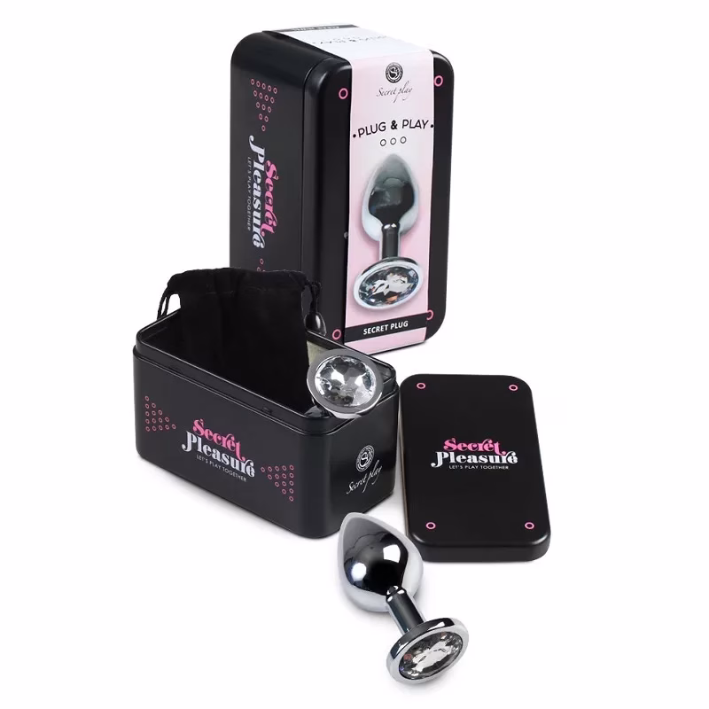 plug-anal-metal-secretplay-transparente PLUG ANAL METÁLICO PEQUENO COM BRILHANTE TRANSPARENTE - Image 1